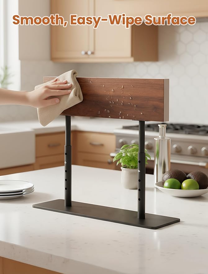 NiHome Acacia Wood Knife Block, Adjustable Height Magnetic Stand (8.66–11.81 in), Double-Sided Knife Storage, Thick Metal Base with Non-Slip Pads for Kitchen Counter