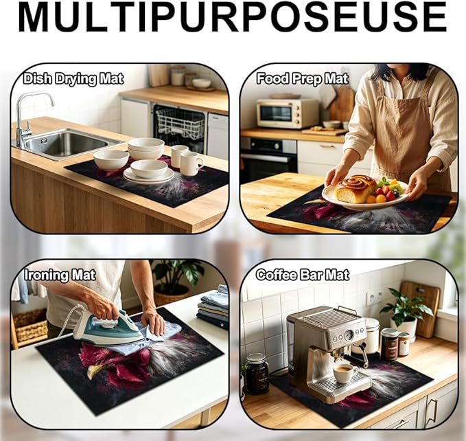 Stove Top Cover for Electric Stove 28.4 x 20.5 Inch Non Slip Stove Mat Oil Proof Rooster Portrait Glass Cooktop Protector Kitchen Counter Mat