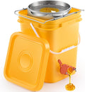 Threehoney 5 Gallon Honey Bucket with Spigot and Stainless Steel Filters Set Honey Extractor Equipment Food-Grade Bucket with Spigot for Bee Keeping Supplies Extracting Storage(Yellow,5 Gallon)