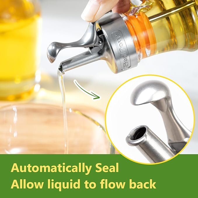 12 oz 2PCS Olive Oil Dispenser Bottle, 6pcs Olive Oil Pour Spouts,Leak Proof Suitable for Beverage,Vinegar,Wine and Sauce for Kitchen and Bar Accessories