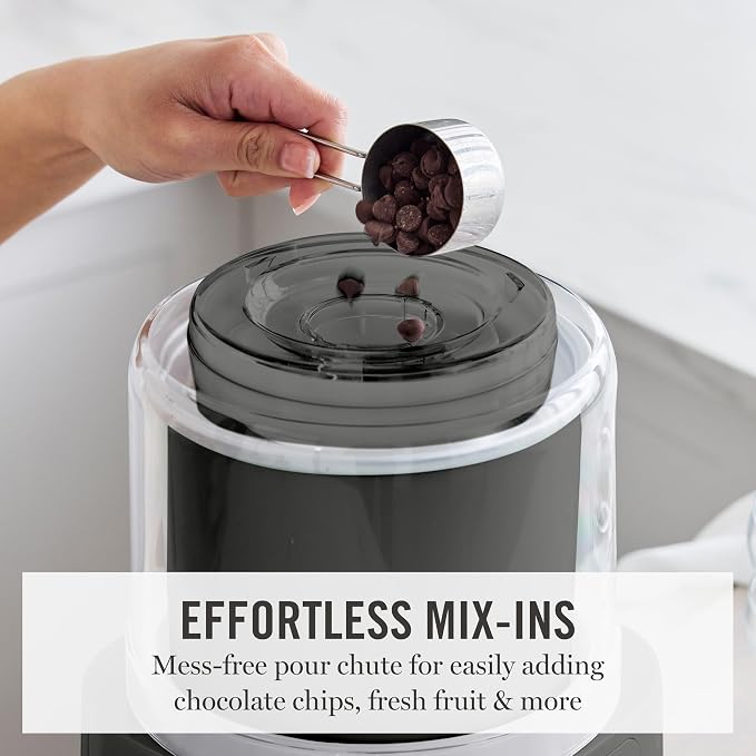 Martha Stewart Ice Cream Maker, 2 Quart Double-Insulated Freezer Bowl, Sorbet & Frozen Yogurt, Ready in 20 Minutes, Mix-Ins Chute, Easy to Clean, Caviar Gray