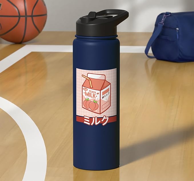 Cute Funny 90s Japanese Kawaii Aesthetic Peach Milk Stainless Steel Insulated Water Bottle
