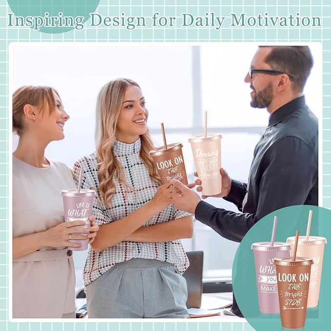 Uiifan 100 Pcs Inspirational Cups Bulk Appreciation Gifts for Employee Coworker Staff Team Thank You Gifts, Office Prizes for Adults Work Party Favors, Associates, Giveaways (Morandi Color)