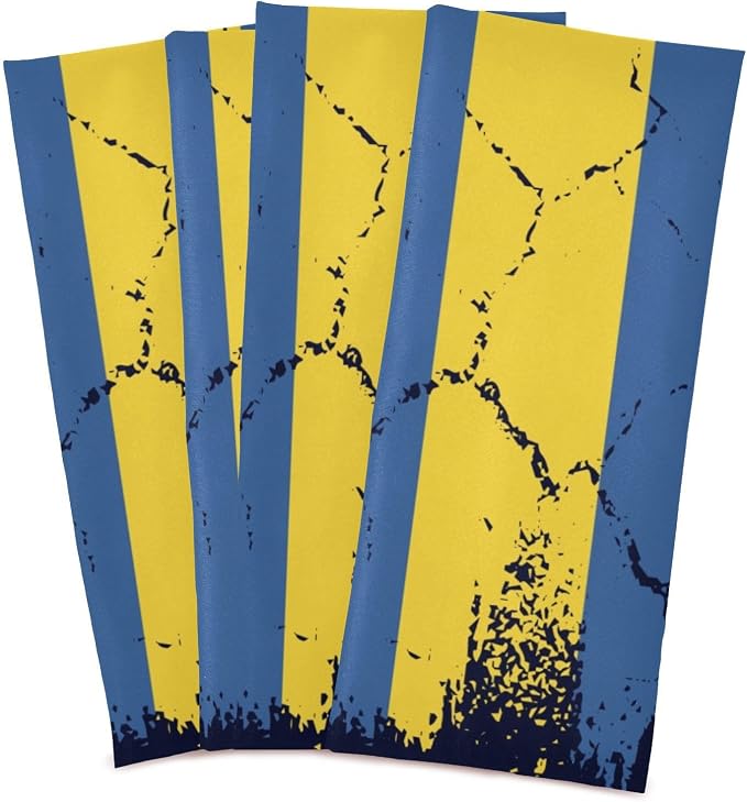 Swedish Flag Flag Grunge Design Kitchen Towels Set with Hanging Loop, Kitchen Hand Towels, Tea Towels, Premium Dish Towels for Kitchen, Quick Drying Kitchen Towel Set 18”x 28”