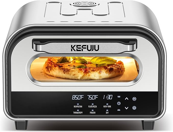 Pizza Oven Indoor,pizza maker,Makes 12 Inch Pizzas in 90s at 850°F,Countertop Electric Pizza Oven with Continuous Baking Without Reheating,Pizza Cooker with 6 Preset Modes,Pizza Stone&Peel Included