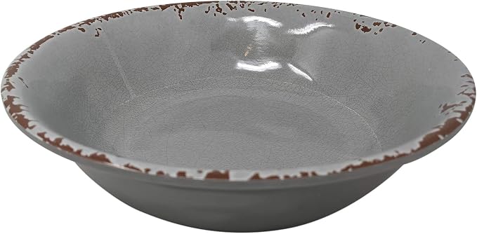 Gianna's Home 12 Piece Rustic Farmhouse Melamine Dinnerware Set, Service for 4 (Gray)