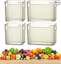 2/4/6/8 Pcs Crystal Clear Freezer Storage Bins, Freezer Organizer Bins, Clear Plastic Bins, Stackable Kitchen Cabinet Organizer with Handles for Frozen Food, Meat & Veggies (4, Green, S+L)
