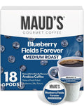 Maud's Blueberry Flavored Coffee Pods, 18 ct, Medium Roast Flavored Coffee in Single Serve Pods – 100% Arabica Beans, Compatible with Keurig K Cups Maker