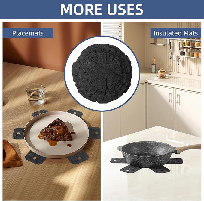 Pot and Pan Protectors, Set of 24 and 4 Different Sizes (10" 12" 14" 16") Felt Pan Separators Pads Pot Dividers Pads for Stacking and Protecting Pots and Pans, Gray