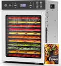 HOPERAN Food Dehydrator - 12 Stainless Steel Trays Dehydrators, 800W Electric Dehydrator Machine with 4 Presets, Digital Timer & Temperature Control for Herb, Dog Treats,Meats & Veggies (12 Trays)