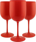 FOX & GRAPES Plastic Stemmed Wine Glasses | Unbreakable/Shatterproof, Reusable, Food Safe, Dishwasher Safe, For Birthday and Party, 16oz (Red, Set of 6)