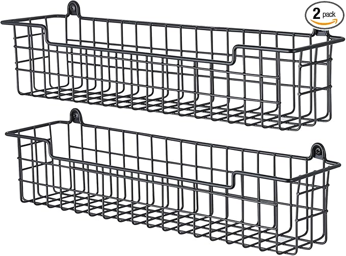 Spice Rack Organizer Wall Mount, Spice Organization Storage Shelf for Cabinet Door, 2 Packs Wall Spice Rack Saving Space for Kitchen, Black