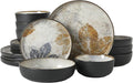 Gibson Elite Chantilly Hill 16-Piece Porcelain Dinnerware Set, Round Plates & Bowls, Multicolor Leaf Design, Microwave & Dishwasher Safe, Service for 4