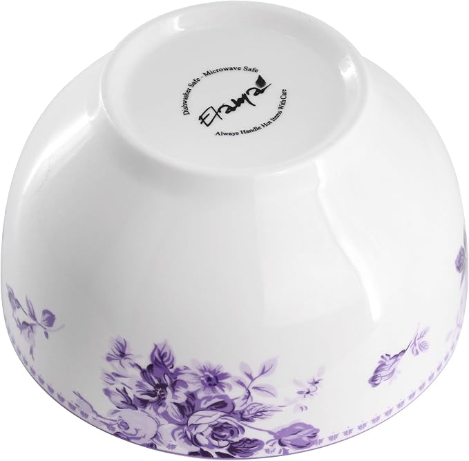 Elama Traditional Rose 16 Piece Porcelain Dinnerwar/Tableware Set, Service for 4 (Purple)
