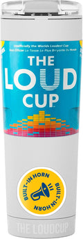 The LoudCup Blow Horn Tumbler, Cheer & Sip 2-in-1 Reusable Water Bottle with Built-In Horn for Sports Games, Tailgates, Parties & Events, BPA-Free, 23 oz, Ice White