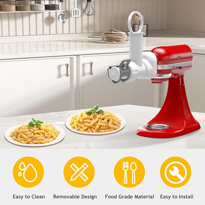 Pasta Maker Attachment for Kitchenaid Stand Mixer with 6 Different Shapes of Pasta Outlet, Durable for Kitchenaid Accessories and Attachments, Dishwasher Safe