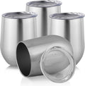 DOMICARE Stainless Steel Wine Tumbler Bulk with Lid, Personalized Insulated Tumblers Set, 12oz Travel Coffee Cups Pack of 4, Stainless steel