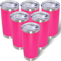 AIANJI 20oz Tumbler Bulk Stainless Steel Tumblers with Lid Vacuum Insulated Double Wall Travel Coffee Mug Powder Coated Tumbler Cup for Hot and Cold Drinks(Hot Pink, 6 pack)
