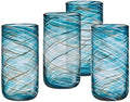 Mikasa Color Swirl Highball Tumbler Cups, Set of 4, Blue