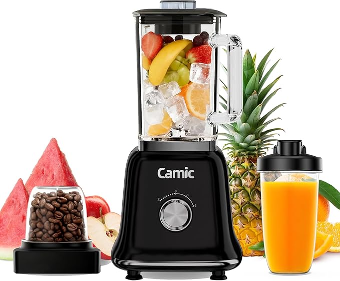 Glass Blenders for Kitchen with 750W, 54Oz. Countertop Blender Glass Jar Food Processor Combo, BPA-Free Blender for Smoothies, Ice Crush,Nuts, Frozen Drinks and Fruits