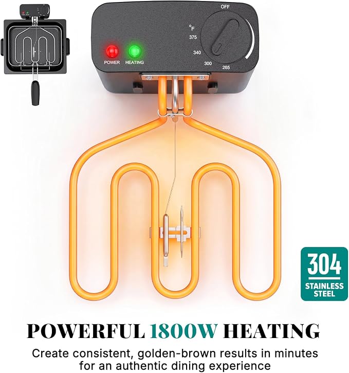 OLIXIS Deep Fryer for Home Use, Large Electric Fryer with 3 Blankets, 5 Liter Capacity, 1800W Power, 4 Adjustable Temp, Lid with Viewing Window for Fried Chicken, Shrimp, French Fries, Silver