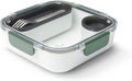 BLACK + BLUM Bento Box Style Compartment Food Container | Packed Lunch Box with Stainless-Steel Travel Fork, Plastic Free Leak-Proof, Microwave Safe | Olive, 34 oz / 1000 ml