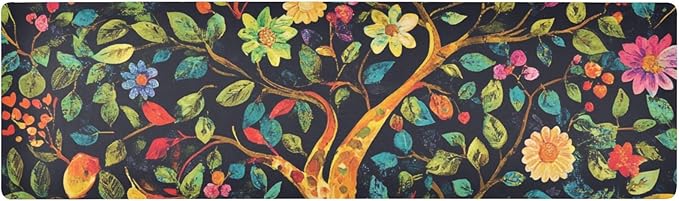 2 in 1 Heat Resistant Table Runner Trivet for Hot Pots and Pans 39 x 12 Inch Long Hot Pad Decorative Table Protector for Kitchen Countertop Tree of Life Floral Leaves