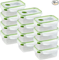 Sterilite Ultra-Seal 4.5 Cup Rectangle, Airtight Food Storage Container, Latching Lid, Microwave and Dishwasher Safe, Clear With Green Gasket, 12-Pack