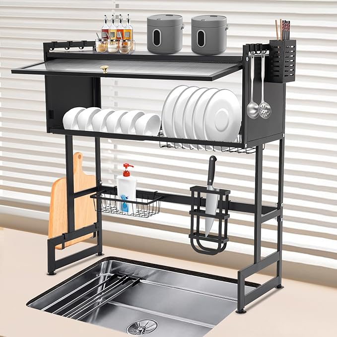 Dish Drying Rack, 75 Cabinet Door Sink Rack Drain Rack Storage Rack，Can Be Installed Over Sinks Less Than 28.35 Inches In Length