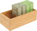 mDesign Kitchen Organiser — Rectangular Wooden Storage Box for Storing Tea, Coffee, Sugar and Other Foods in The Kitchen — Stackable Tea Bag Holder — Natural