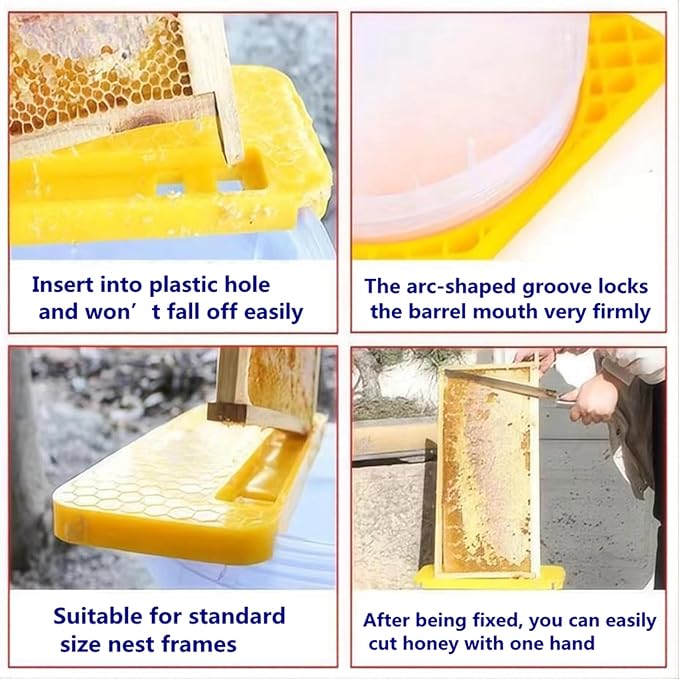 Honey Bucket Honey Extraction Tool Set,8 Tools and A Total of 19 Items，5 Gallon Honey Uncapping Tank Holder，Honey Bucket Frame Holder，Uncapping Fork Knife, Honey Gate, Honey Filter Bag