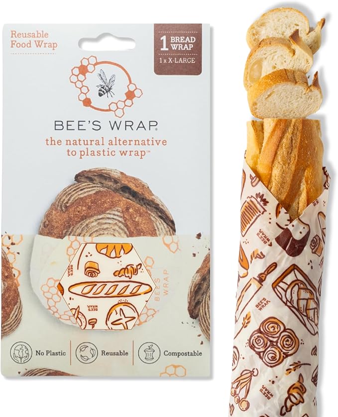 Bee's Wrap Beeswax Wraps for Bread - Beeswax Bread Wrap for Sourdough & Bread Storage - Plastic Free Made in USA Reusable Natural Food Wrap - Bakery Lane