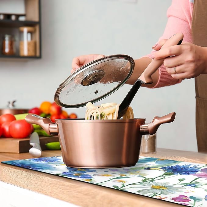 2 in 1 Table Runner Trivet for Hot Pots and Pans Heat Resistant Non Slip Waterproof 39 x 12 Inch Decorative Table Protector for Kitchen Countertop Watercolor Cornflower Daisy