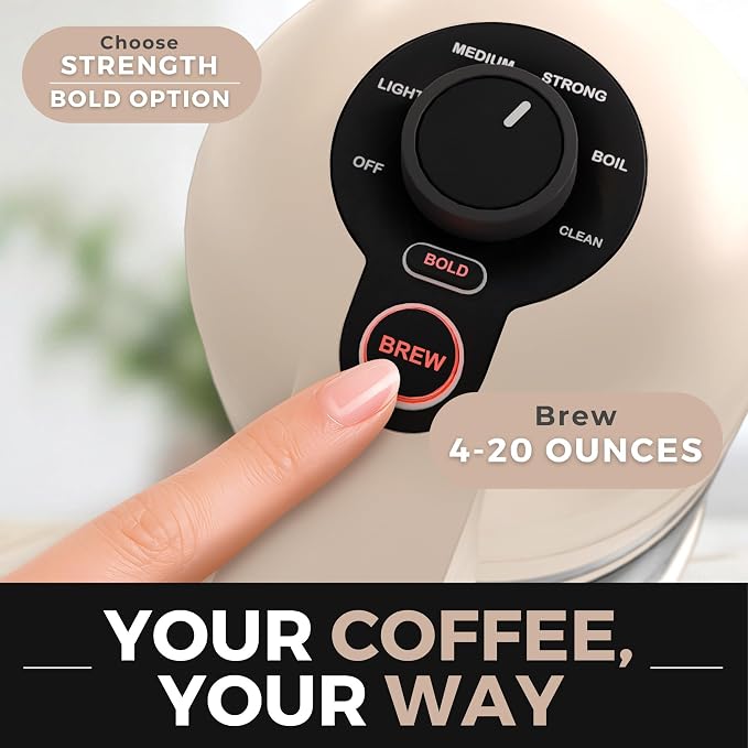 VINCI Micro Café Smallest Single-Serve Coffee Brewer | Compatible with Keurig K-Cups, K-Pods | Glass Carafe | Enclosed Brewing for Hotter Coffee | Large Capacity Reusable Filter Cup Included (White)