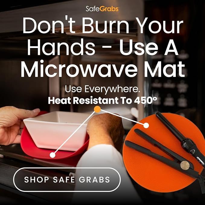 Safe Grabs: Original Microwave Mat as Seen on Shark Tank | Splatter Guard, Trivet, Hot Pad, Pot Holder, Minimize Mess (BPA Free, Heat Resistant, Dishwasher Safe), Baseball