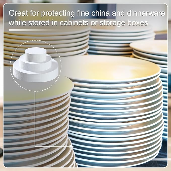 Mixweer Felt Plate Dividers for Plate Storage Set of 120 and 3 Sizes Soft Saucer Protectors Round Pan Separators Protectors Thick Dish Pads for Protecting Stacking Your Cookware(White)