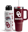 The Memory Company Officially Licensed NCAA 2-Pack Stainless Steel Tumbler Set, 34oz Team Spirit Water Bottle & 40oz Game Day Tumbler with Lid and Straw, BPA-Free Materials, Convenient Straw Design