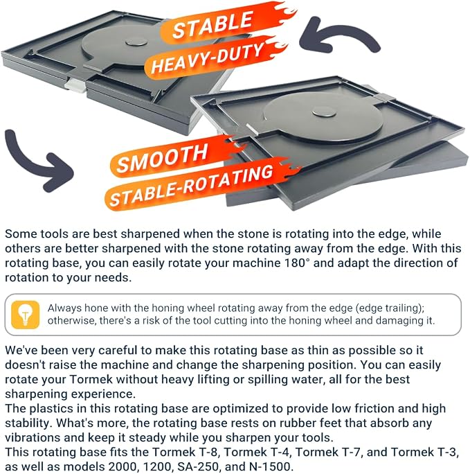 RB-180 Rotating Base for Tormek T-8, T-7, T-4, T-3, S2000, S1200 - Effortless 180° Swivel, Seamless Sharpening & Honing, Perfect Compatibility, Low-Profile Design, No Extra Adapters Needed