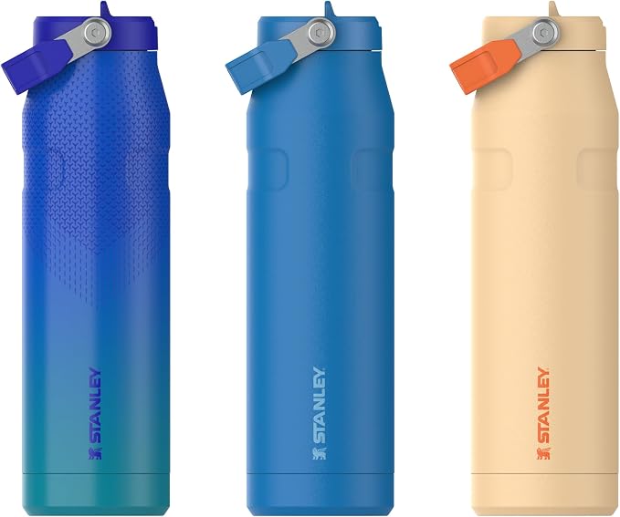 Stanley 1913 Flip Straw Sports Water Bottle 1.06L - Pacific Hypergrip | 15 Hours Cold - 4 Days Iced - BPA-Free - Leak Resistant - Dishwasher Safe - Fits Cup Holder