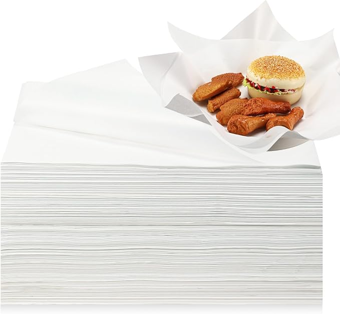 Spakon 1000 Sheets Wax Deli Paper Sheets for Food 12 x 12 Inch Checkered Dry Waxed Deli Basket Liners for Sandwich Wrapping, Food Basket Liners, Picnic party (White)