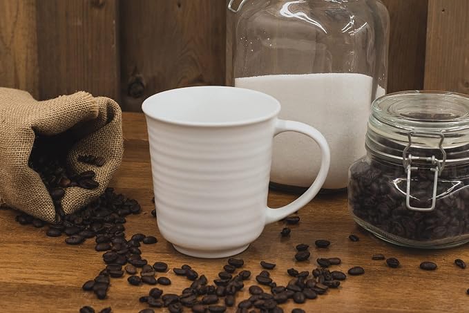 Elanze Designs White Matte Glaze Finish 17 ounce Stoneware Coffee Cup Mugs Set of 4