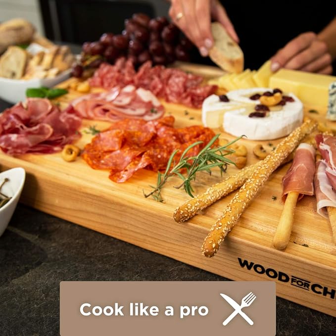 Extra Large XL Cutting Board from North American Maple - Heavy Reversible Butcher Block with Juice Groove for Cutting Meat and Juicy Veggies Easily - Maple Chopping Board - 24x18x1.5 inches