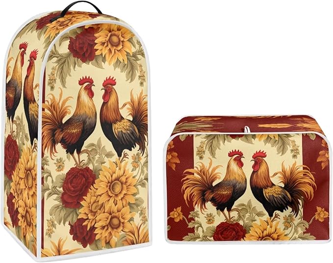 Rooster Toaster and Blender Cover Set Washable Coffee Maker Appliance Covers Sunflower Kitchen Accessories Size S