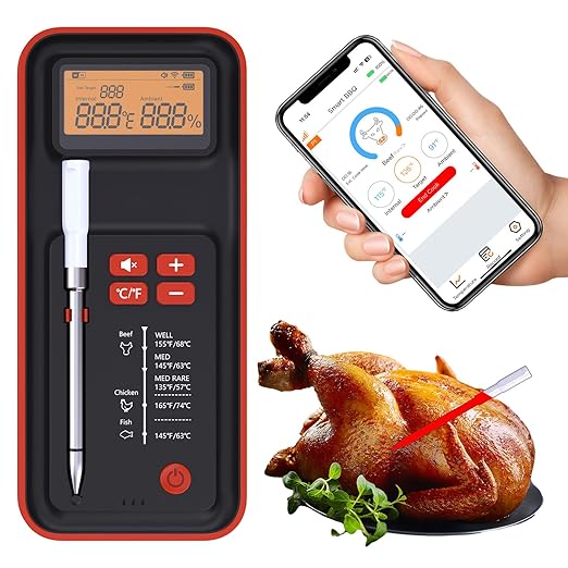 Digital Wireless Bluetooth Meat Thermometer, Standalone Display Base, No need to always open the application, Real-Time Monitoring & Smart Alerts,No need to stay by the grill all the time