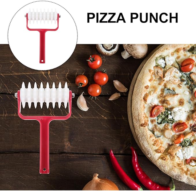 Zerodeko Pizza Dough Roller Docker 7.87 Inch Plastic Spike Wheel Kitchen Gadget for Even Pizza Crust Perforation and Bubble Prevention Baking Tool