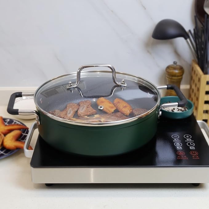 10.5 Inch Clear Glass Pot Lid for Frying Pan Replacement Cover Can Withstand 428°F (220℃) with Stainless Steel Arch Bridge Handle,Polished Silver