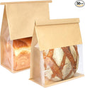50 Pack Bread Bags with Tabs for Homemade Sourdough Bread, 8.7x4.3x11 Inches Tin Tie Tab Lock Large Paper Bakery Packaging Bags with Window for Gifting & Bake Sale | Thick Material, Grease Resistant, Self Standing
