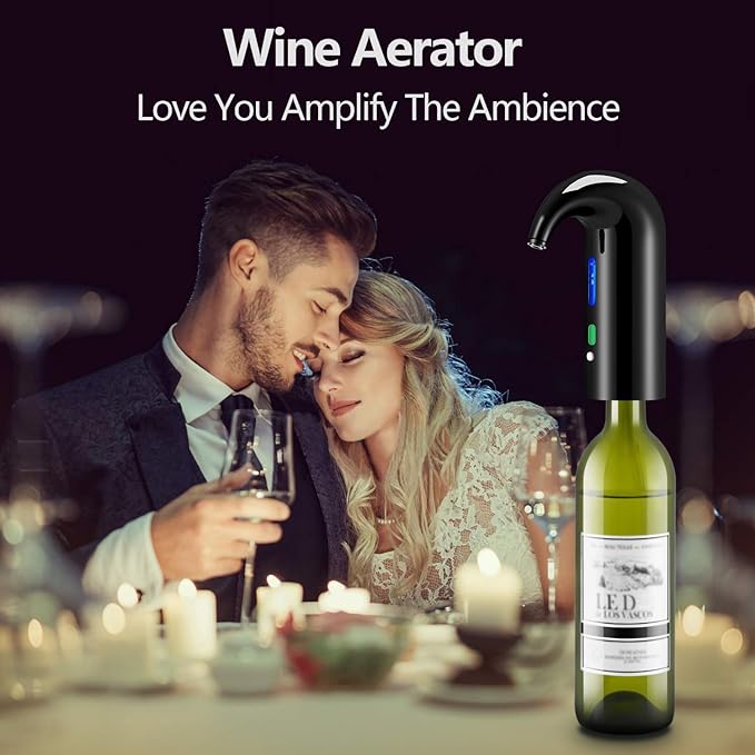 Electric Wine Aerator & Automatic Wine Dispenser – 1-Button Instant Aeration, Decanter Wine Pourer for Red & White Wine, USB Rechargeable Wine Accessories – Best Wine Valentines Gift for Women & Men
