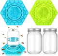 Reallnaive 2 Sets Bee Feeder for Mason Jar Silicone Bee Watering Station Compatible with Regular and Wide Mouth Hive Water Drinker Beekeeping Watering Station Bees Feeding Bowl for Outside Garden