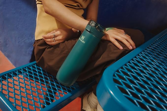 STANLEY Flowstate™ Spring Bottle | Leakproof Water Bottle with Carry Strap & Flip-Top Locking Lid | Insulated Stainless Steel | Fits Most Cup Holders | BPA-Free | 20 oz | Blue Dream Stone
